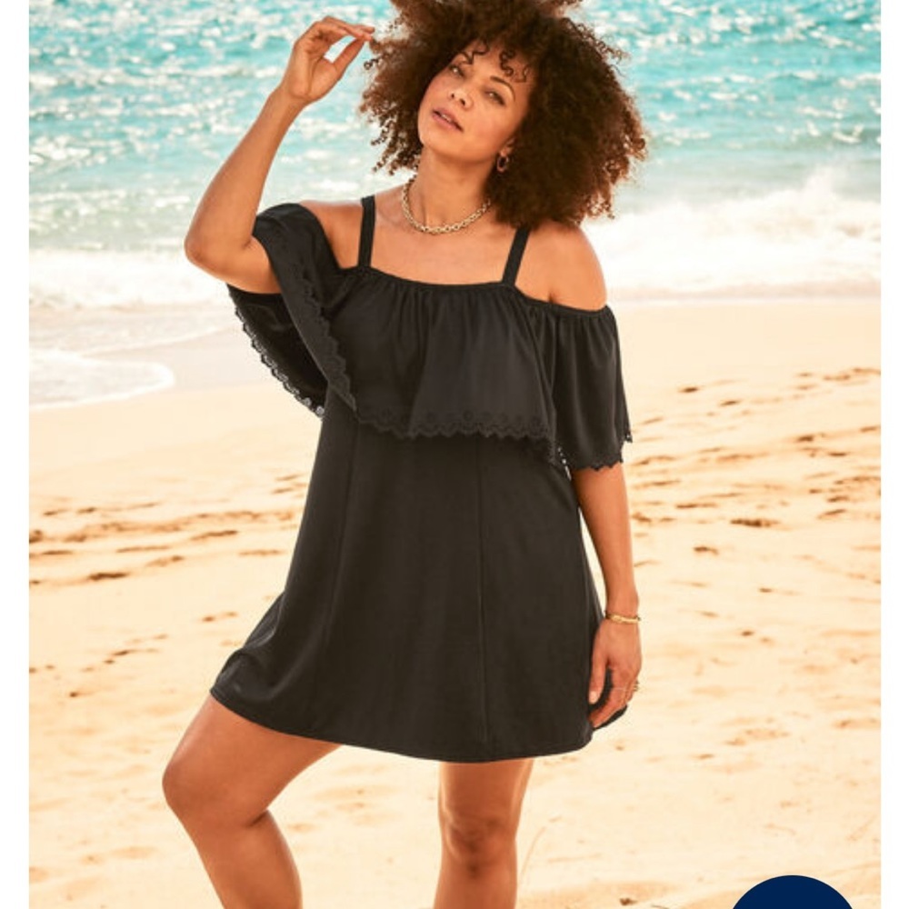 SUPER cute 🔥🏖️plus black swim ruffle dress flattering size 22W